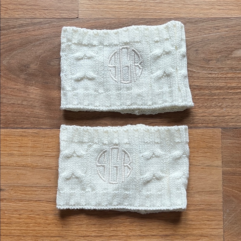Cozy White Knit Monogrammed Boot Covers